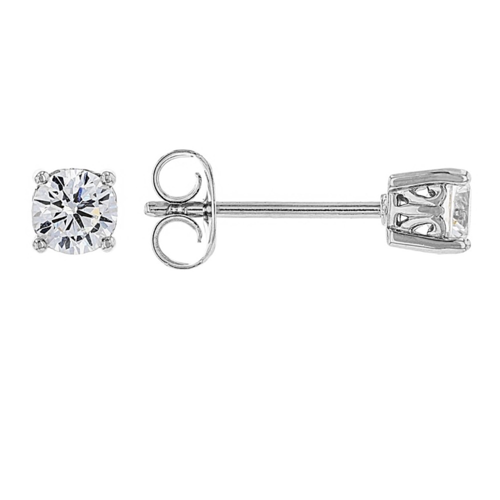 White Cubic Zirconia Rhodium Over Sterling Silver Stud Earrings